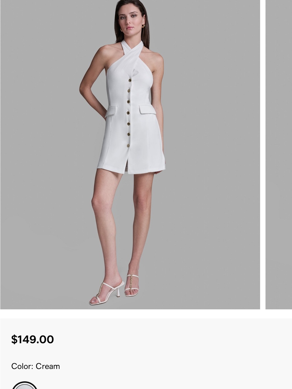 BCBGeneration Cream Halter Button-Front Mini Dress